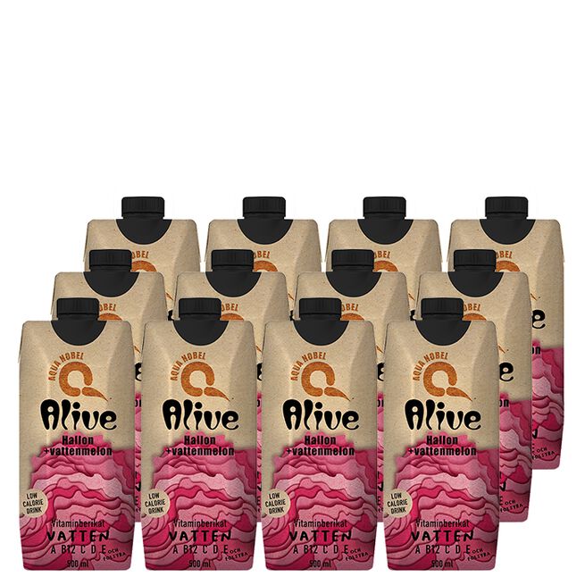 12 x ALIVE, 500 ml, Bringebær/Vannmelon