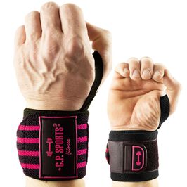 Strongman Wrist Wraps 50 cm, Pink  Strongman håndleddslindringer 50 cm Rosa