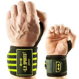 Strongman Wrist Wraps 50 cm, Black/Yellow  Strongman håndleddslindringer 50 cm Svart Gul