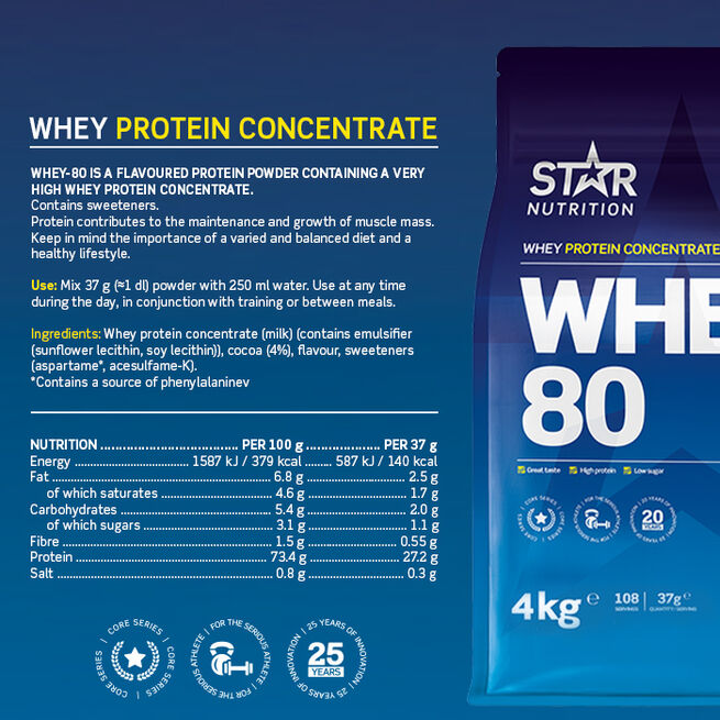 Whey-80 Myseprotein 4 kg Double Rich Chocolate