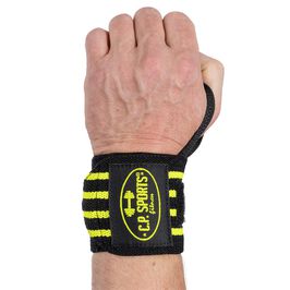 Wrist Wraps 30 cm, Black/Yellow  Håndleddslindringer 30 cm Svartgul