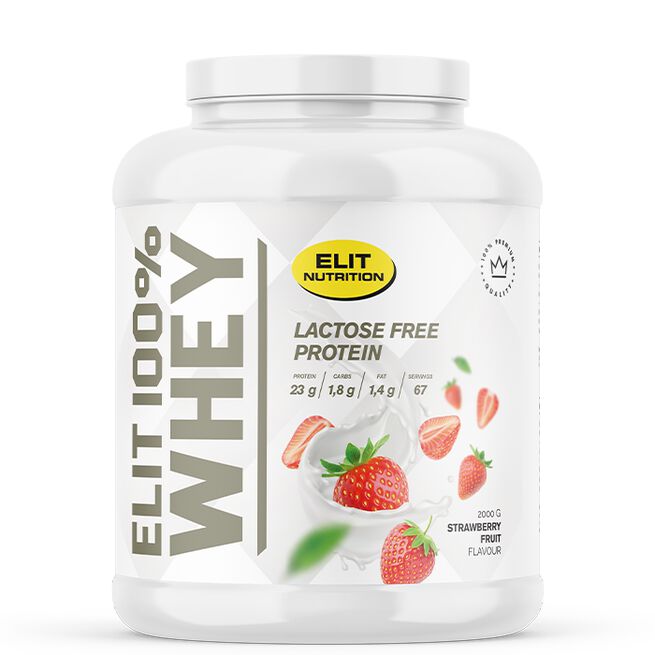 ELIT 100 % Whey Laktosefritt Proteinpulver 2000 g Strawberry Fruit