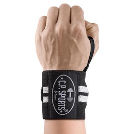 Wrist Wraps 30 cm, Black/White  Håndleddslindringer 30 cm Svarthvitt