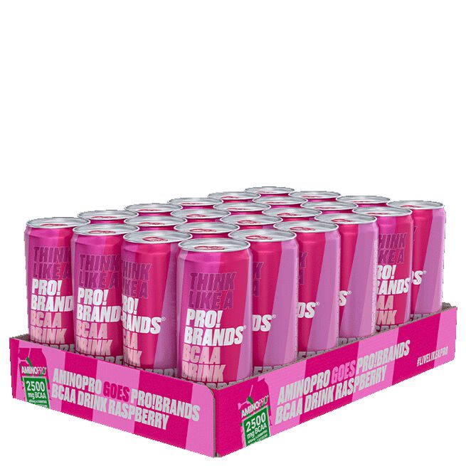 24 x Pro Brands BCAA Drink 330 ml Less Caffeine Raspberry