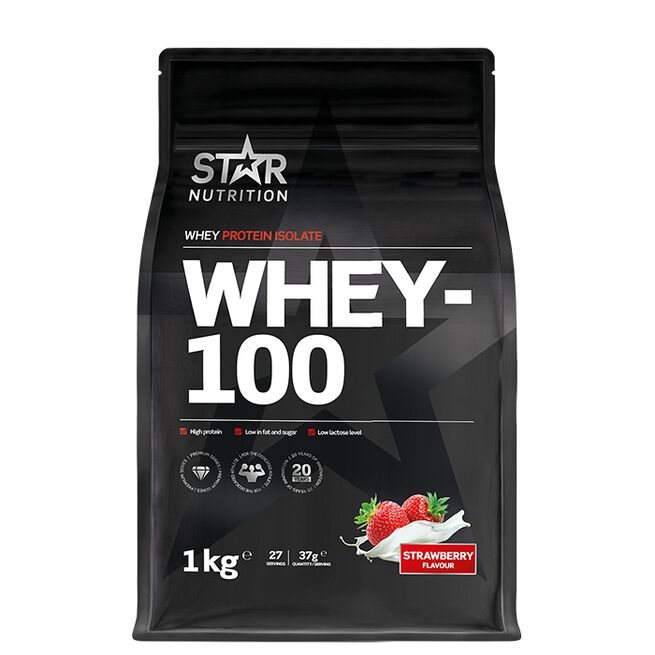 Whey-100 Myseprotein 1 kg Jordgubb