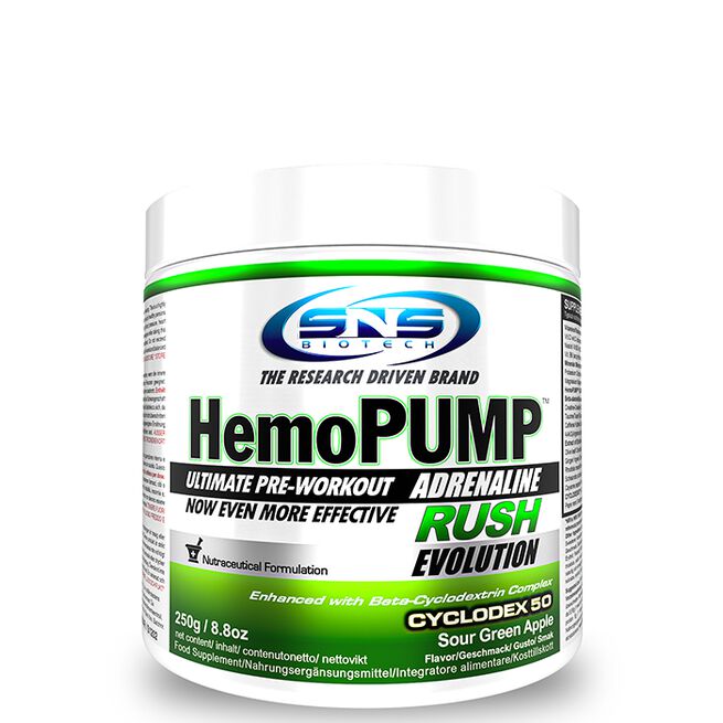 PWO Hemopump Adrenaline Rush 250 g Green Apple