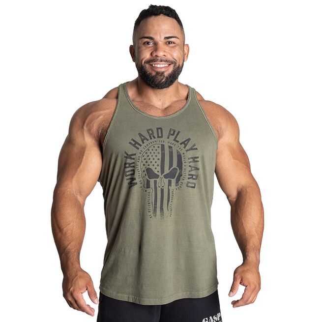 Skull T-back, Acid Washed Green