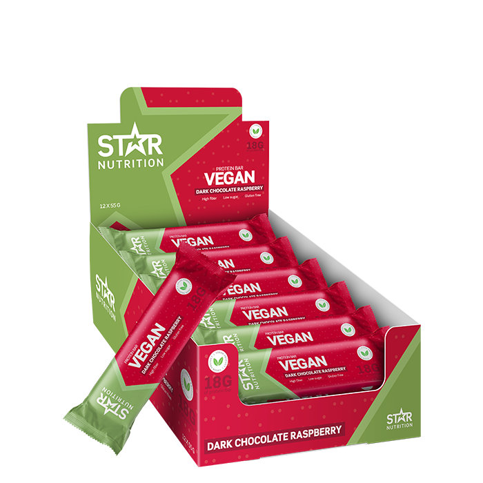 12 x Vegansk Proteinbar 55 g raspberry_chocolate