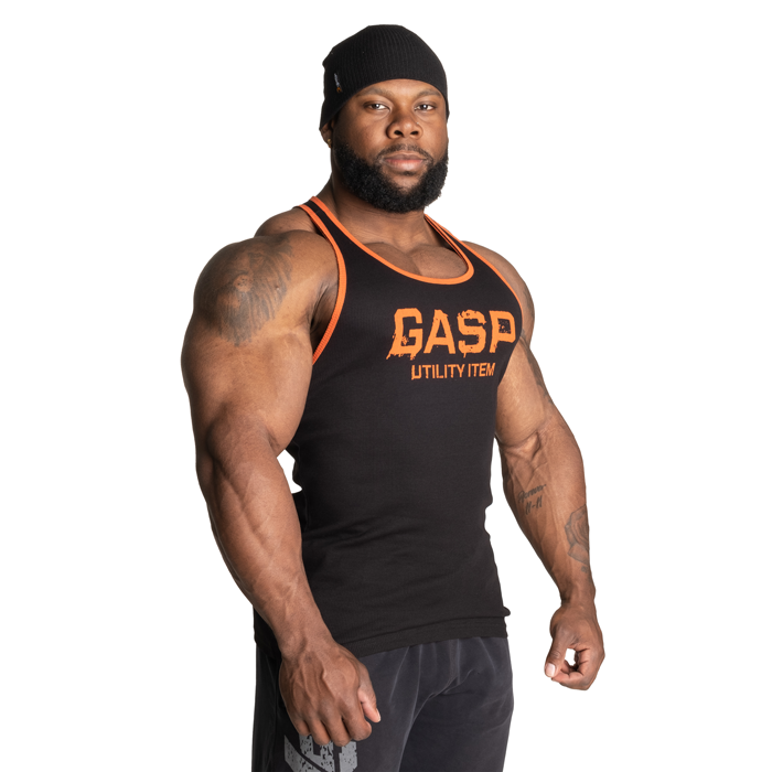 Ribbet Singlet Svart Oransje