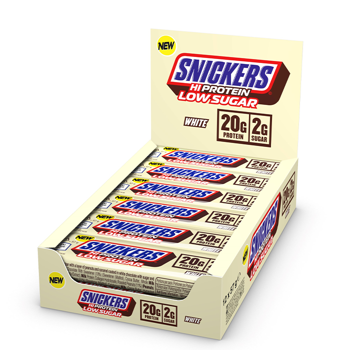 12 x Snickers High Protein Bar Low Sugar 57 g Hvit sjokolade