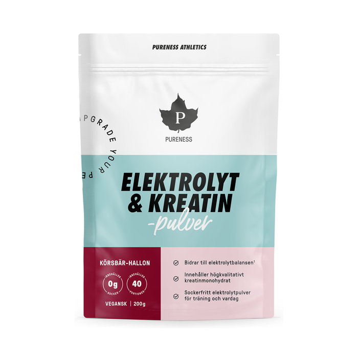 Elektrolytt & Kreatin-pulver Kirseb&aelig;r-Hindb&aelig;r 200 g K&ouml;rsb&auml;r Hallon