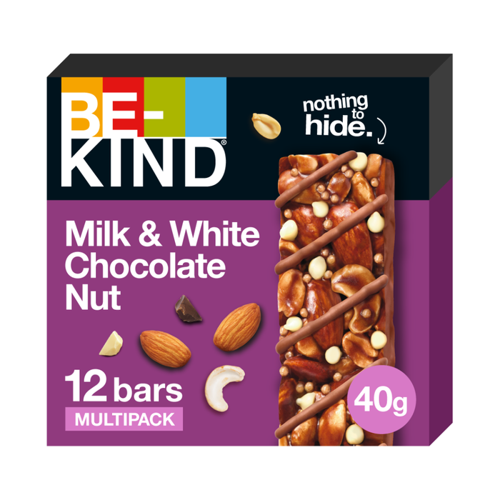 BeKind Bar N&oslash;ttebar Milk & White Chocolate Nut 12 x 40 g Milk & White Chocolate Nut