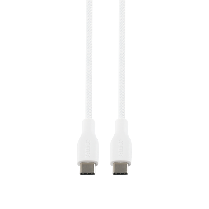 USB-C til USB-C Ladekabel Flettet 60 W Hvit 1 m