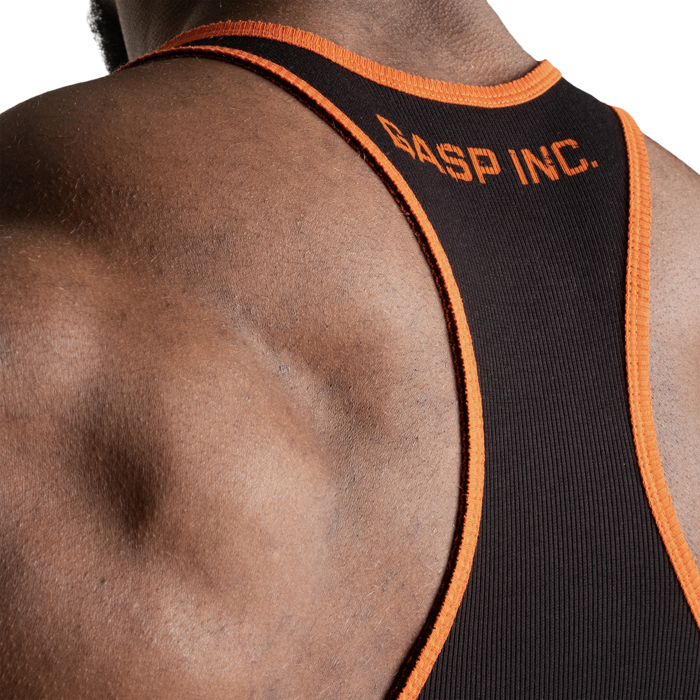 Ribbet Singlet Svart Oransje